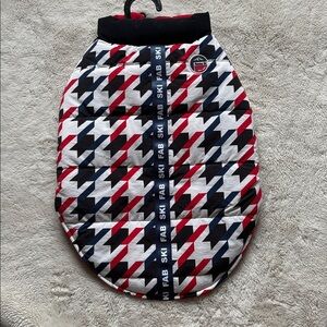 Red blue black white winter dog jacket size large